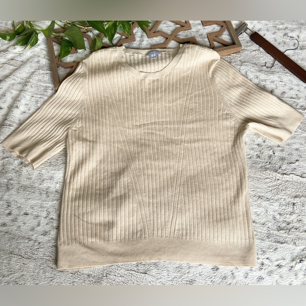 NWOT Ophelia Roe Women’s Cream Ribbed Knit Top - Size XL